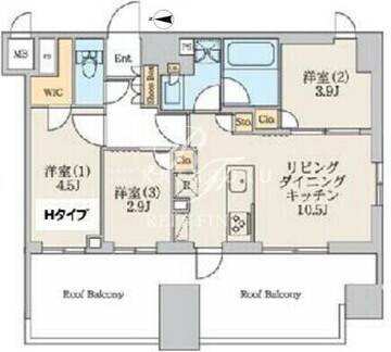 クレストコート北千住レジデンス 1102 間取り図