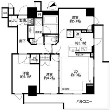 ザ・パークハウス目黒本町 304 間取り図