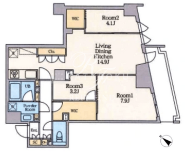 ガーデンザヴィス不動前 102 間取り図