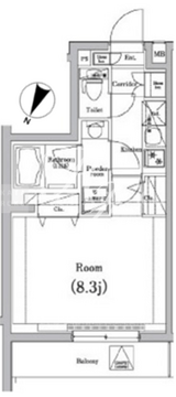 プレミアムキューブ三宿 208 間取り図
