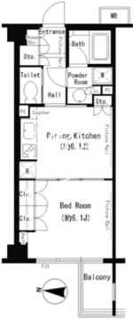 パークアクシス目黒本町 206 間取り図