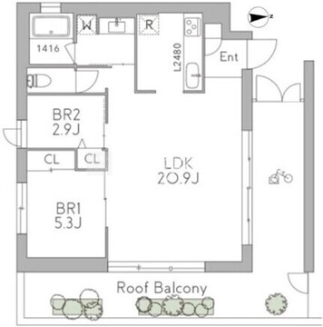 グランデュオ三軒茶屋12 203 間取り図