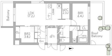 グランデュオ三軒茶屋12 204 間取り図