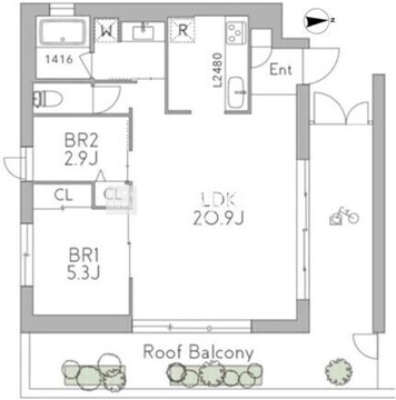 グランデュオ三軒茶屋12 403 間取り図
