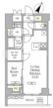 ラティエラ武蔵小山レジデンス 409 間取り図