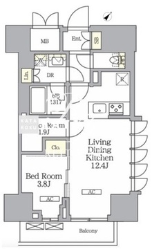 ラティエラ武蔵小山レジデンス 1704 間取り図