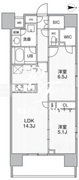 ザ・パームス熊野前 1403 間取り図