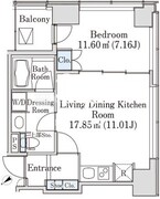 プラティーヌ新宿新都心 1601 間取り図