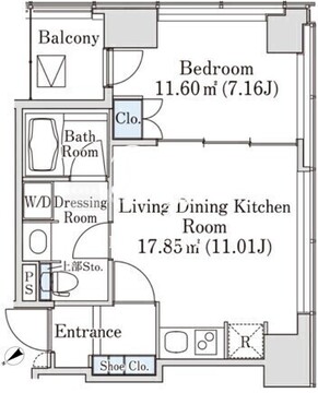 プラティーヌ新宿新都心 1601 間取り図