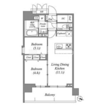 スプランディッド南千住DUE 801 間取り図