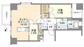 グランカーサ新宿御苑 1002 間取り図