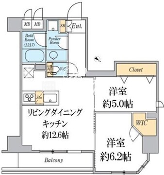 クレストコート志村坂上 801 間取り図