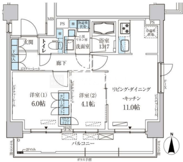 パークアクシス菊川ステーションゲート 708 間取り図