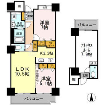 品川シーサイドビュータワー Ⅰ-2312 間取り図