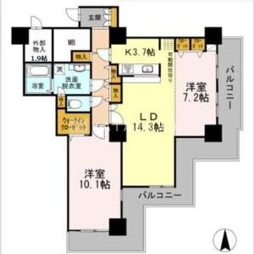 品川シーサイドビュータワー Ⅰ-2407 間取り図