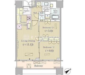 ブリリアタワーズ目黒 N-2508 間取り図