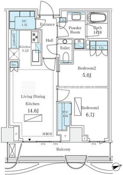 パークコート神宮北参道ザタワー 1816 間取り図