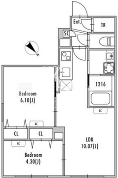 グランパセオ中野新井薬師前 101 間取り図
