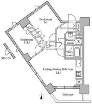 レジディア三軒茶屋 1002 間取り図