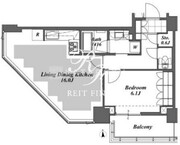 ブリリアイストタワー勝どき 14階53.71㎡ 間取り図