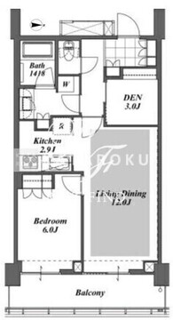 ブリリアイストタワー勝どき 19階55.04㎡ 間取り図