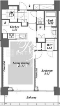 ブリリアイストタワー勝どき 42階66.10㎡ 間取り図