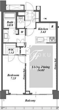 ブリリアイストタワー勝どき 43階57.25㎡ 間取り図