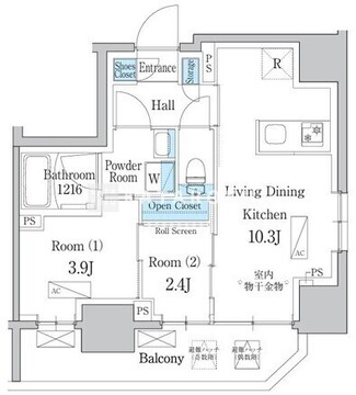 デュオフラッツ浅草田原町ネスト 302 間取り図