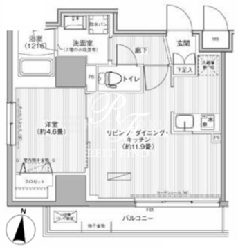 グランフォークス神田イーストタワー 1003 間取り図