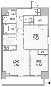 ザ・パームス熊野前 702 間取り図