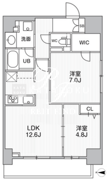 ザ・パームス熊野前 802 間取り図