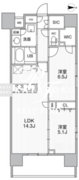 ザ・パームス熊野前 1203 間取り図
