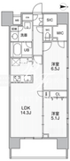 ザ・パームス熊野前 205 間取り図