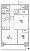 ザ・パームス熊野前 701 間取り図