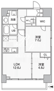 ザ・パームス熊野前 801 間取り図