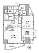エスレジデンス目黒大岡山ブレサ 1001 間取り図