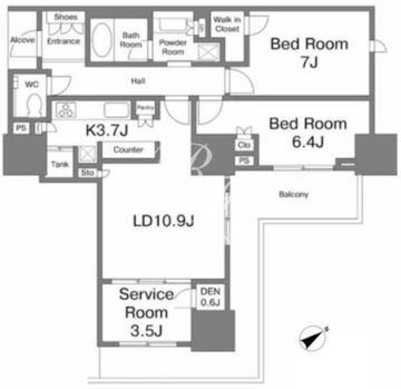 プラウドタワー東雲キャナルコート 12F 間取り図