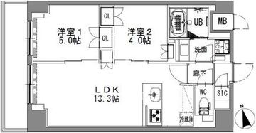 エスレジデンス浅草 801 間取り図