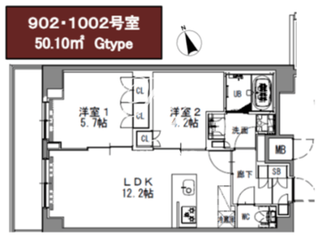 エスレジデンス浅草 1002 間取り図