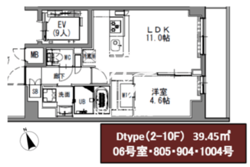 エスレジデンス浅草 1004 間取り図