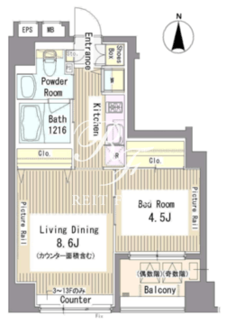 パークアクシス新御徒町 1201 間取り図
