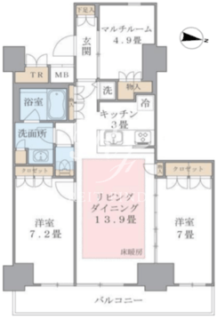 ブリリアイスト東雲キャナルコート 922 間取り図
