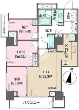 五番町マンション 1103 間取り図