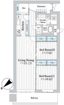 西新橋アルファレジデンス 1403 間取り図