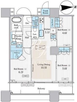 パークシティ大崎ザタワー 1017 間取り図