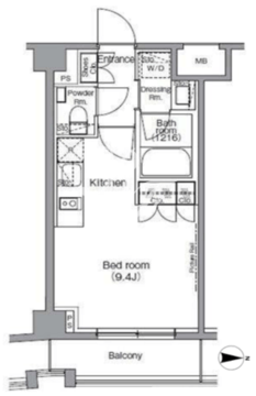 ディームス麻布狸穴町 308 間取り図