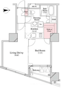 パークキューブ八丁堀 706 間取り図