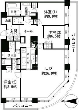 リバーポイントタワー 3804 間取り図