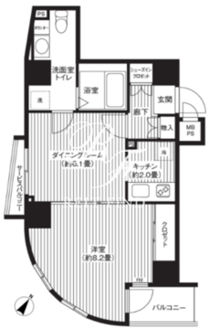 カスタリア初台 1301 間取り図