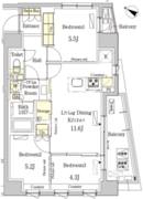 パークアクシス日本橋浜町レジデンス 601 間取り図